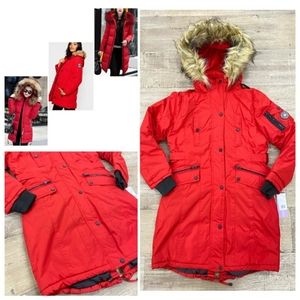 Madden Girl Juniors Red Parka Faux Trim